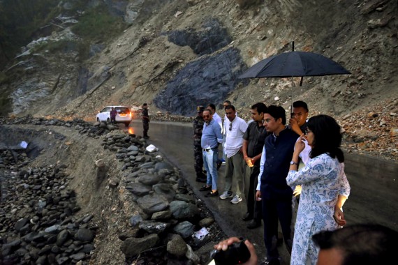 Raju Bista reviews NH-10 repair work